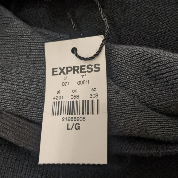 NWT Express Drawstring Cowl Neck Sweater, Color Black/Gray Size L - Picture 13 of 13